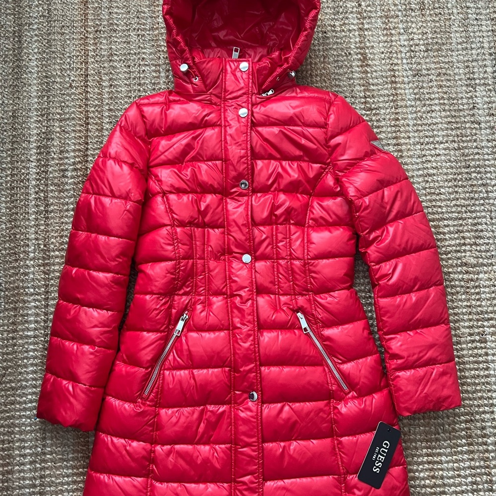Guess Women's Red Puffer Jacket